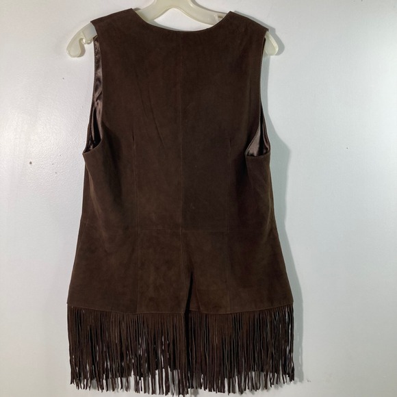 Vintage Stetson Womens Brown Suede Fringe Western Vest L - Picture 2 of 8